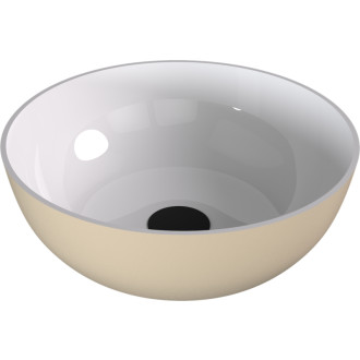 BANERA ROUND umyvadlo na desku, litý mramor, průměr 39cm, bílá/béžová mat