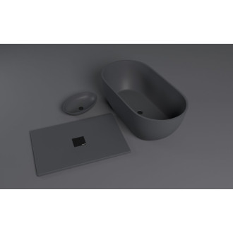 BANERA OVAL umyvadlo na desku, litý mramor, 60x40cm, antracit mat