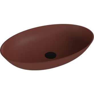 BANERA OVAL umyvadlo na desku, litý mramor, 60x40cm, hnědá mat