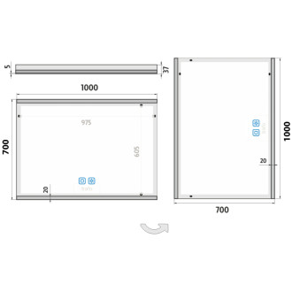 Nimco LED zrcadlo 1000x700 se dvěma dotykovými senzory ZP 12004VX