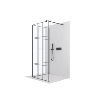 CERANO Sprchová zástěna Walk-in Onyx Corner Round L/P černá mat, industriální sklo 90x200