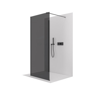 CERANO Sprchová zástěna Walk-in Onyx Corner Round L/P černá mat, grafitové sklo 150x200