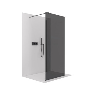 CERANO Sprchová zástěna Walk-in Onyx Corner Round L/P černá mat, grafitové sklo 150x200