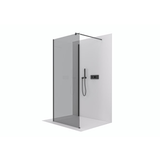 CERANO Sprchová zástěna Walk-in Onyx Corner Round L/P černá mat, grafitové sklo 80x200