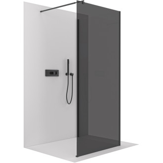 CERANO Sprchová zástěna Walk-in Onyx Corner Round L/P černá mat, grafitové sklo 80x200