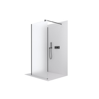 CERANO Sprchová zástěna Walk-in Onyx Corner Round L/P černá mat, mléčné sklo 50x200