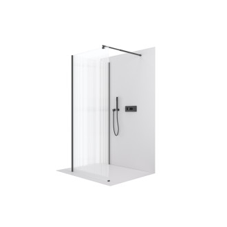 CERANO Sprchová zástěna Walk-in Onyx Corner Round L/P černá mat, rýhované sklo 140x200