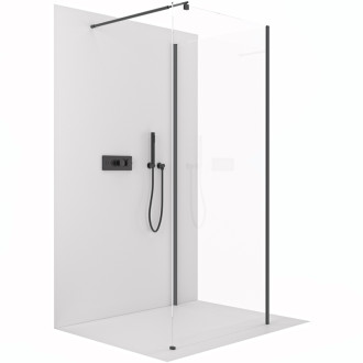 CERANO Sprchová zástěna Walk-in Onyx Corner Round L/P černá mat, transparent sklo 60x200