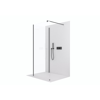CERANO Sprchová zástěna Walk-in Onyx Corner Round L/P černá mat, transparent sklo 80x200