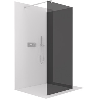 CERANO Sprchová zástěna Walk-in Onyx Corner Round L/P chrom, grafitové sklo 100x200
