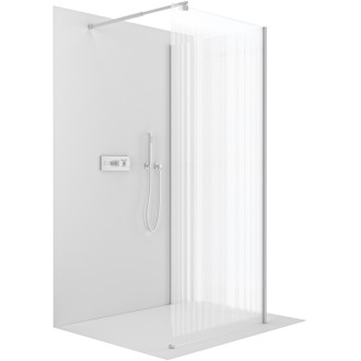 CERANO Sprchová zástěna Walk-in Onyx Corner Round L/P chrom, rýhované sklo 130x200