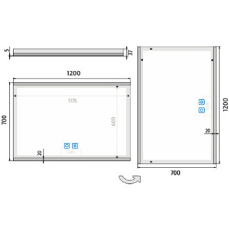 Nimco LED zrcadlo 1200x700 se dvěma dotykovými senzory ZP 12006VX