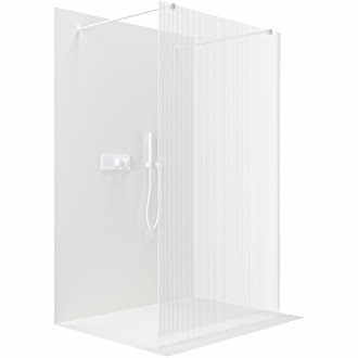 CERANO Sprchová zástěna Walk-in Onyx Duo L/P  bílá matná, rýhované sklo 90x200
