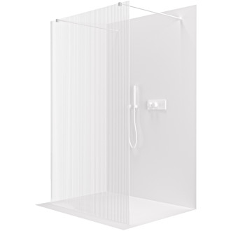 CERANO Sprchová zástěna Walk-in Onyx Duo L/P  bílá matná, rýhované sklo 90x200