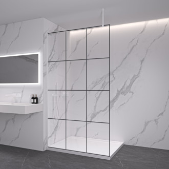 CERANO Sprchová zástěna Walk-in Onyx Top L/P 8mm bílá matná/industriální sklo 110x200