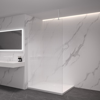 CERANO Sprchová zástěna Walk-in Onyx Top L/P bílá matná, rýhované sklo 90x200