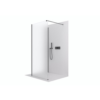 CERANO Sprchová zástěna Walk-in Onyx Corner L/P černá mat, mléčné sklo 130x200