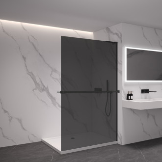 CERANO Sprchová zástena Walk-in Onyx L/P držiak L-pravá čierna mat, grafitové sklo 110x200