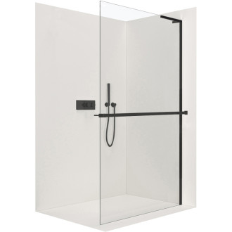 CERANO Sprchová zástena Walk-in Onyx L/P držiak L-pravá čierna mat, transparent sklo 110x200