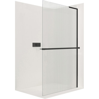 CERANO Sprchová zástena Walk-in Onyx L/P + držiak L-pravá čierna mat, ryhované sklo 110x200