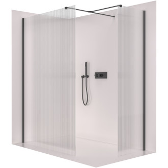CERANO Sprchová zástěna Walk-in Onyx T L/P  černá mat, rýhované sklo 110x60
