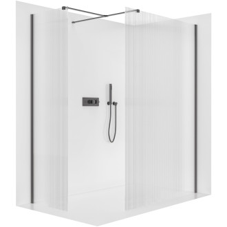 CERANO Sprchová zástěna Walk-in Onyx T L/P  černá mat, rýhované sklo 110x60