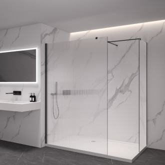 CERANO Sprchová zástěna Walk-in Onyx T L/P  černá mat, rýhované sklo 110x60