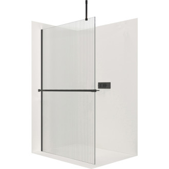 CERANO Sprchová zástěna Walk-in Onyx Top Cube L/P +držák černá mat, rýhované sklo 110x200