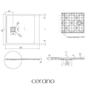 CERANO - Sprchová vanička obdelníková Pablo - béžová - 90x80 cm