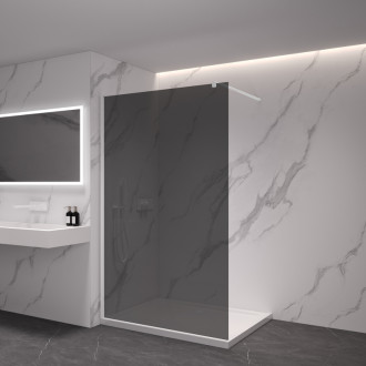 CERANO Sprchová zástěna Walk-in Onyx L/P kulatá  bílá matná, grafitové sklo 130x200