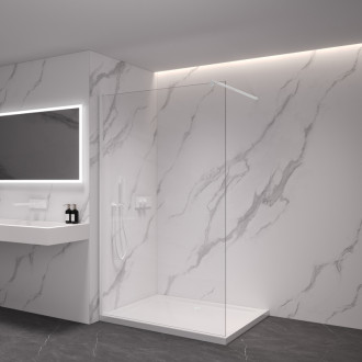 CERANO Sprchová zástěna Walk-in Onyx L/P kulatá  bílá matná, transparent sklo 110x200
