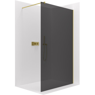 CERANO Sprchová zástěna Walk-in Onyx L/P kulatá  zlatá kartáčovaná, grafitové sklo 130x200