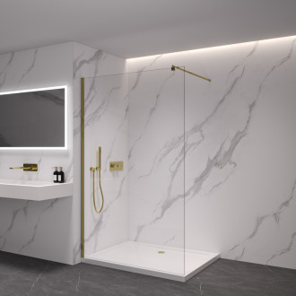 CERANO Sprchová zástěna Walk-in Onyx L/P kulatá zlatá kartáč, transparent sklo 160x200