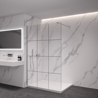 CERANO Sprchová zástěna Walk-in Industro L/P  8mm chrom/industriální sklo 90x200