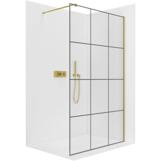 CERANO Sprchová zástěna Walk-in Industro L/P 8mm zlatá kartáč/industriální sklo 90x200