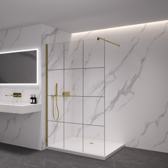 CERANO Sprchová zástěna Walk-in Industro L/P 8mm zlatá kartáč/industriální sklo 90x200