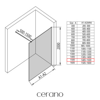 CERANO Sprchová zástěna Walk-in Onyx L/P  chrom, grafitové sklo 150x200