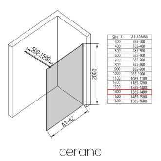 CERANO Sprchová zástěna Walk-in Onyx L/P  chrom, mléčné sklo 140x200