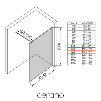 CERANO Sprchová zástěna Walk-in Onyx L/P  zlatá kartáčovaná, grafitové sklo 110x200