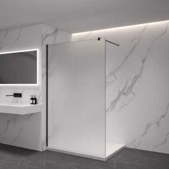 CERANO Sprchová zástěna Walk-in Onyx L/P kulatá  černá mat, mléčné sklo 120x200
