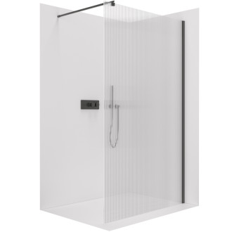 CERANO Sprchová zástěna Walk-in Onyx L/P kulatá  černá mat, rýhované sklo 120x200