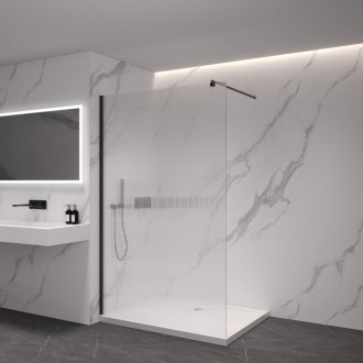 CERANO Sprchová zástěna Walk-in Onyx L/P kulatá  černá mat, rýhované sklo 120x200