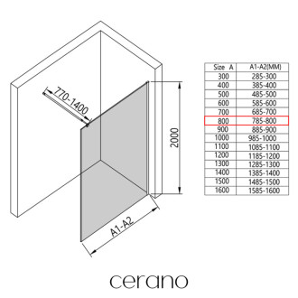 CERANO Sprchová zástěna Walk-in Onyx L/P kulatá  chrom, mléčné sklo 80x200