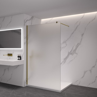 CERANO Sprchová zástěna Walk-in Onyx L/P kulatá  zlatá kartáčovaná, mléčné sklo 120x200