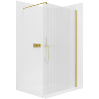 CERANO Sprchová zástěna Walk-in Onyx L/P kulatá  zlatá kartáčovaná, rýhované sklo 110x200