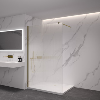 CERANO Sprchová zástěna Walk-in Onyx L/P kulatá  zlatá kartáčovaná, rýhované sklo 110x200