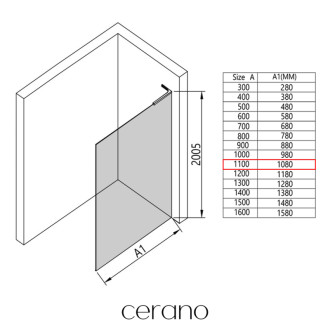 CERANO Sprchová zástěna Walk-in Onyx L/P L-levá  chrom, mléčné sklo 110x200