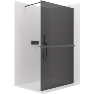 CERANO Sprchová zástěna Walk-in Onyx L/P držák  černá mat, grafitové sklo 90x200
