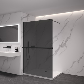 CERANO Sprchová zástěna Walk-in Onyx L/P držák  černá mat, grafitové sklo 90x200
