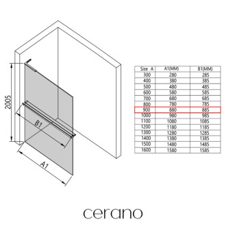CERANO Sprchová zástěna Walk-in Onyx L/P držák L-levá  černá mat, grafitové sklo 90x200